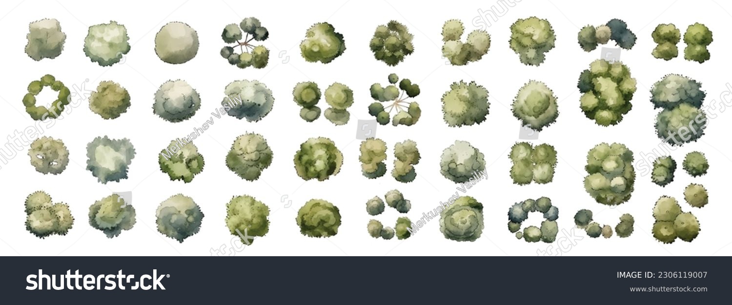 Various Green Trees Bushes And Shrubs Top View Royalty Free Stock