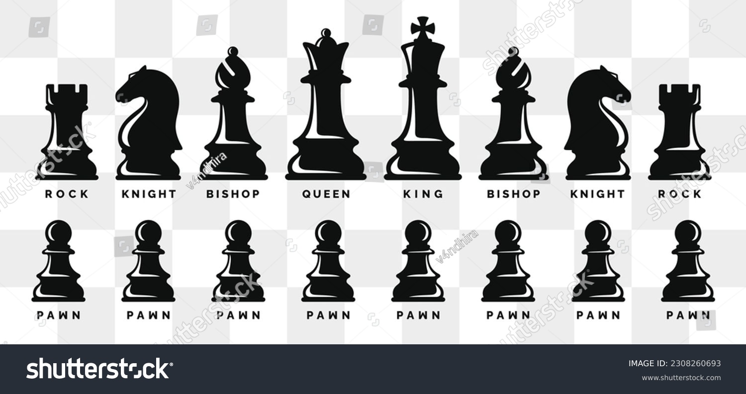 Chess Pieces Icon Set Isolated On White Royalty Free Stock Vector