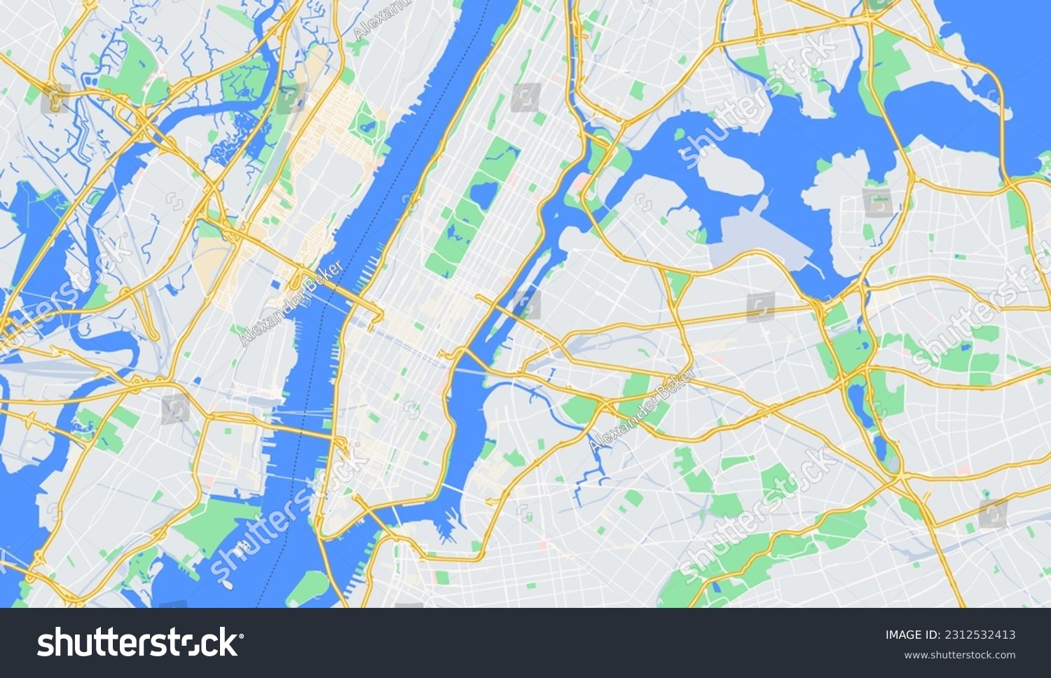 Comprehensive New York Manhattan Map Vector Royalty Free Stock Vector