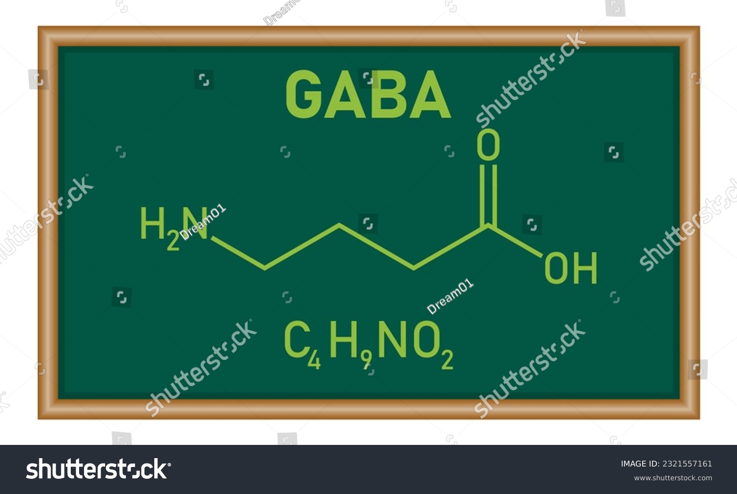 Chemical structure of γ Aminobutyric acid or Royalty Free Stock