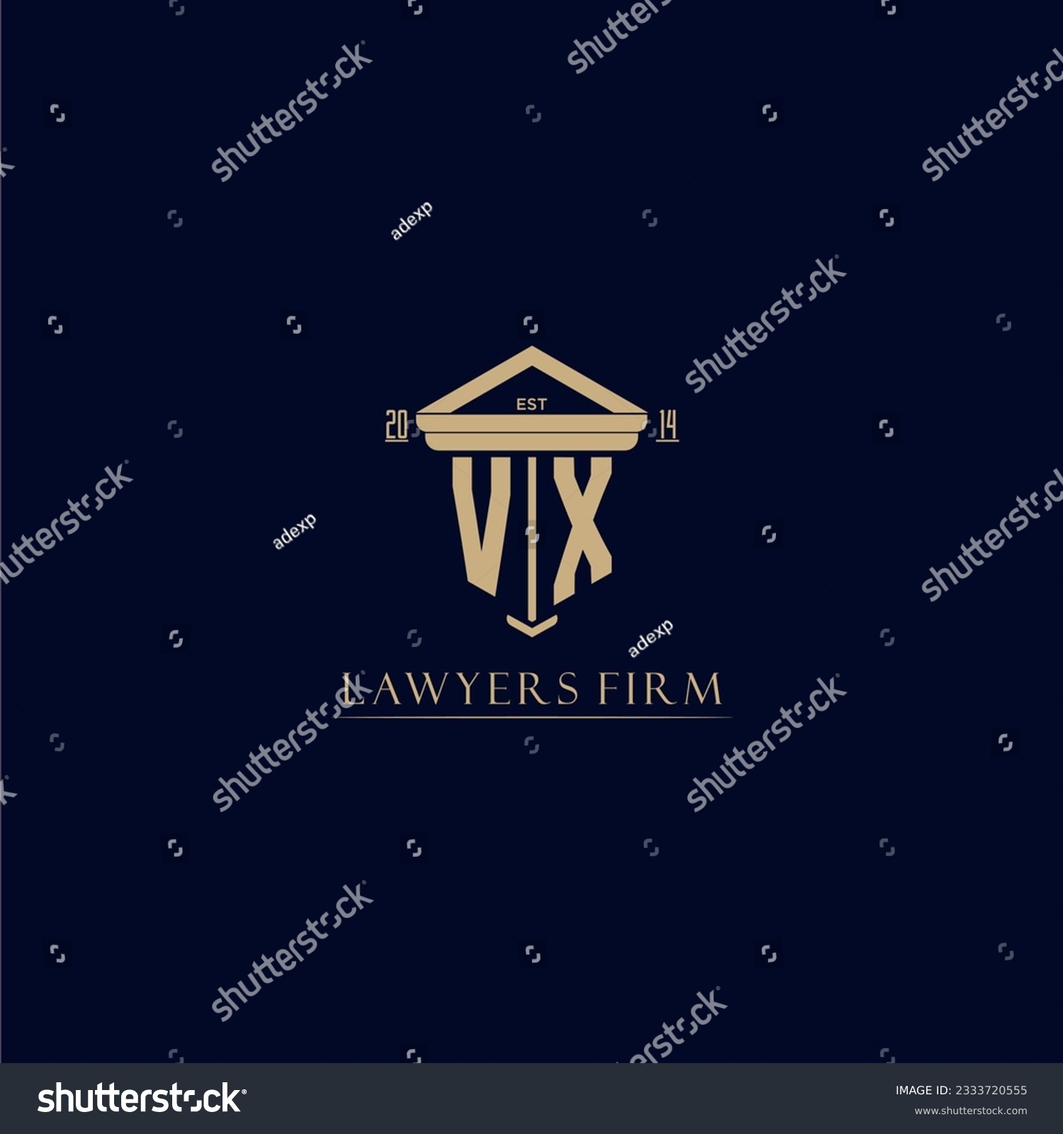 Vx Initial Monogram Lawfirm Logo With Pillar Royalty Free Stock