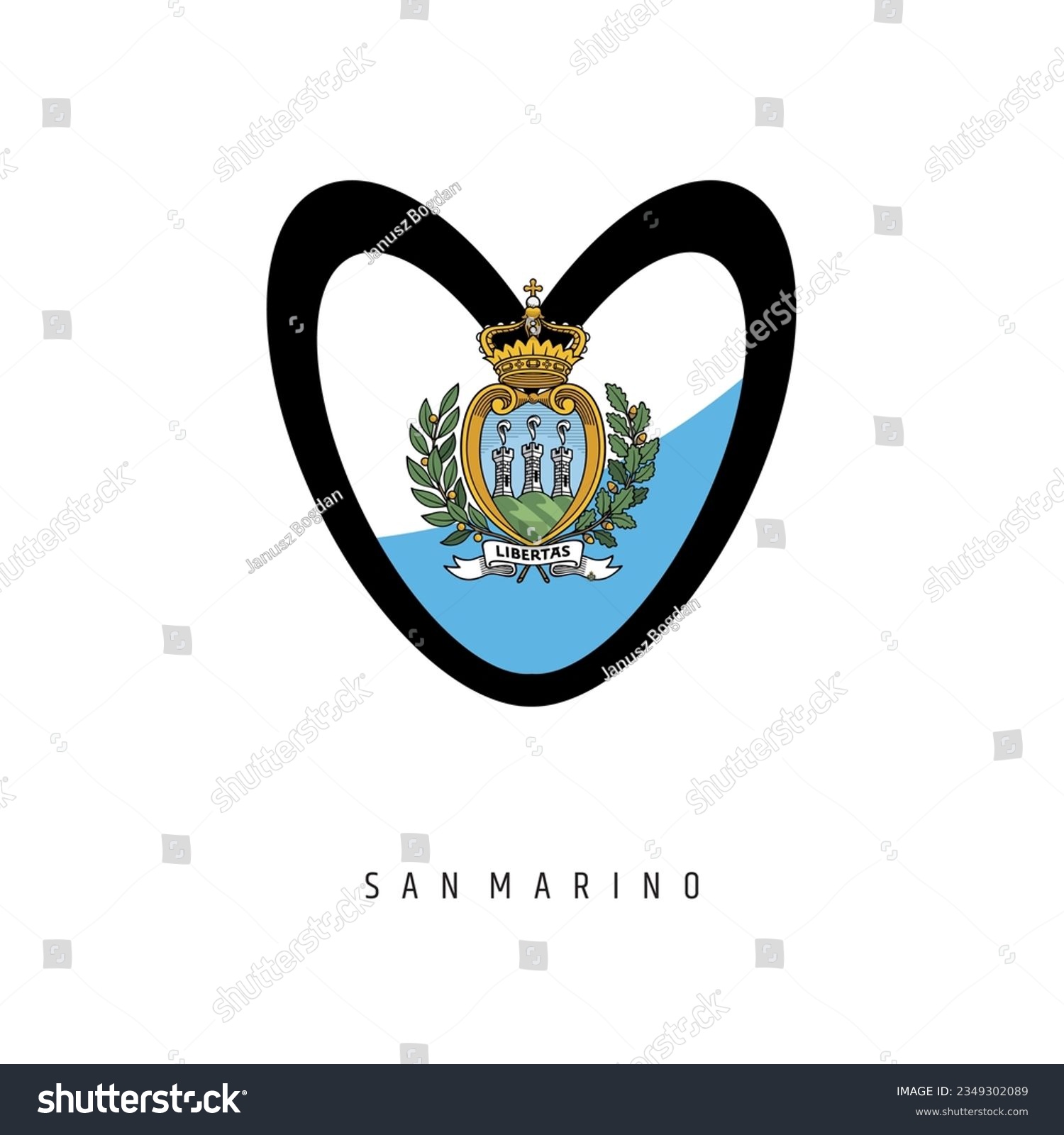 The Vector Heart With San Marino Flag Isolated Royalty Free Stock