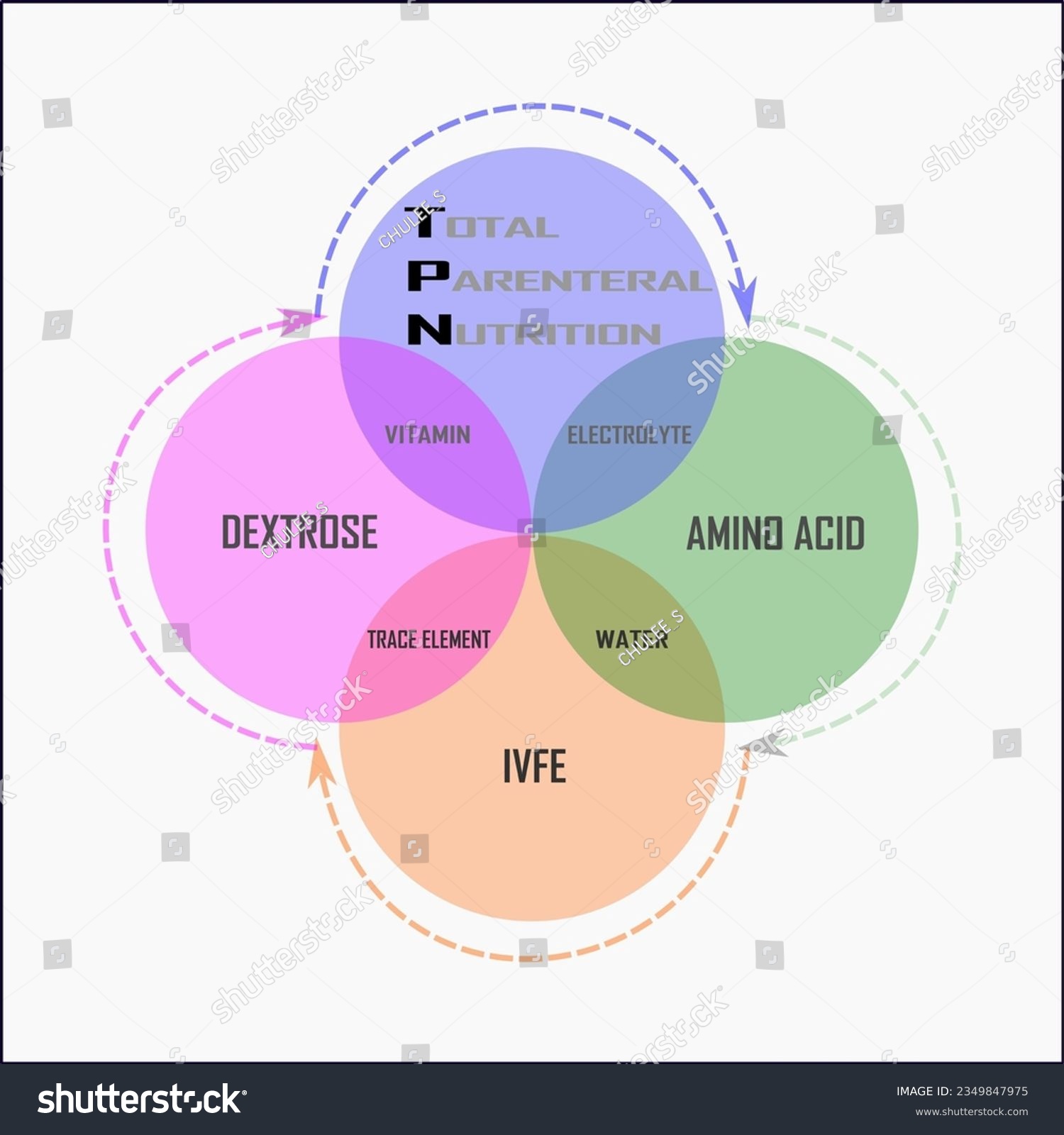 Tpn Total Parenteral Nutrition Compose Of Ivfe Royalty Free Stock