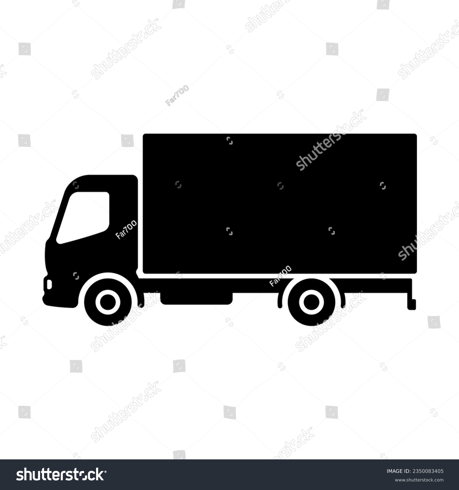 Truck Icon Black Silhouette Side View Vector Royalty Free Stock