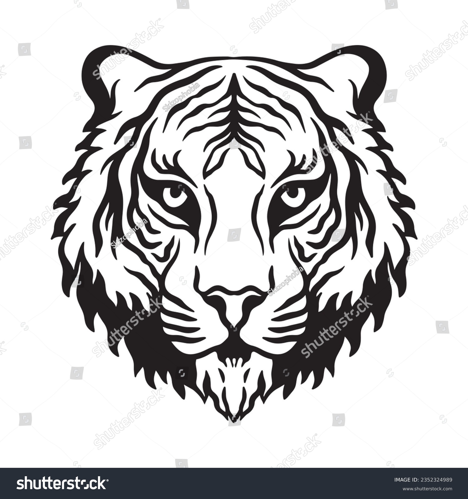 Tiger Head Hand Drawn Illustrations For The Royalty Free Stock Vector