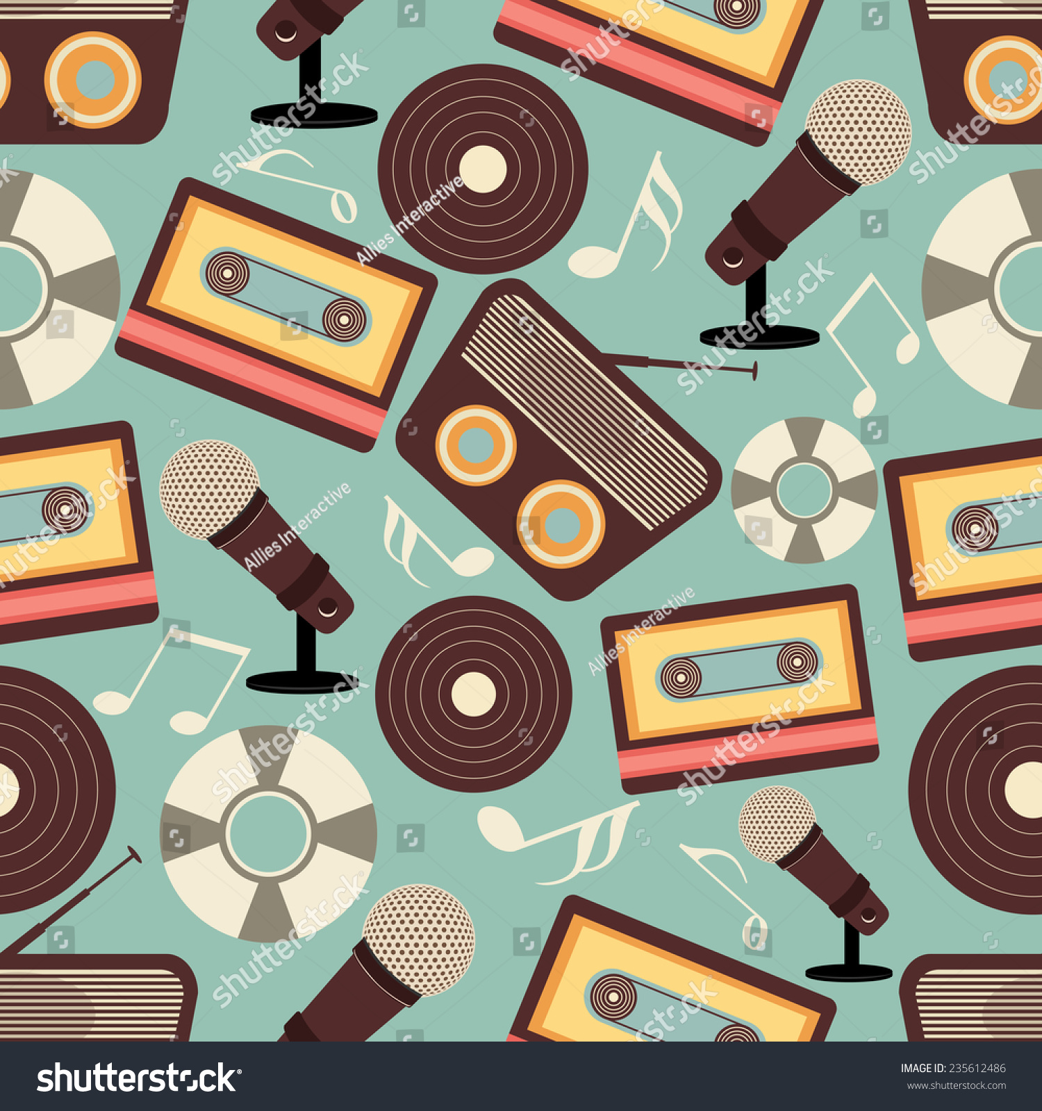 Retro Musical Instruments Seamless Pattern Royalty Free Stock Vector