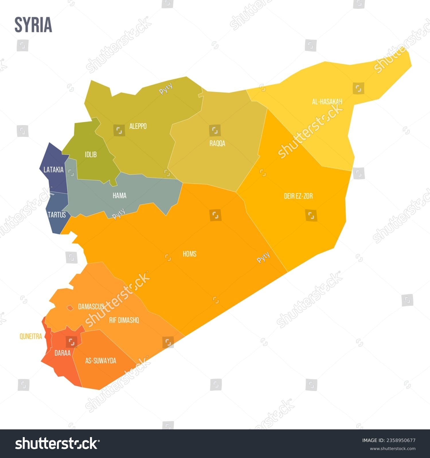 Syria Political Map Of Administrative Divisions Royalty Free Stock