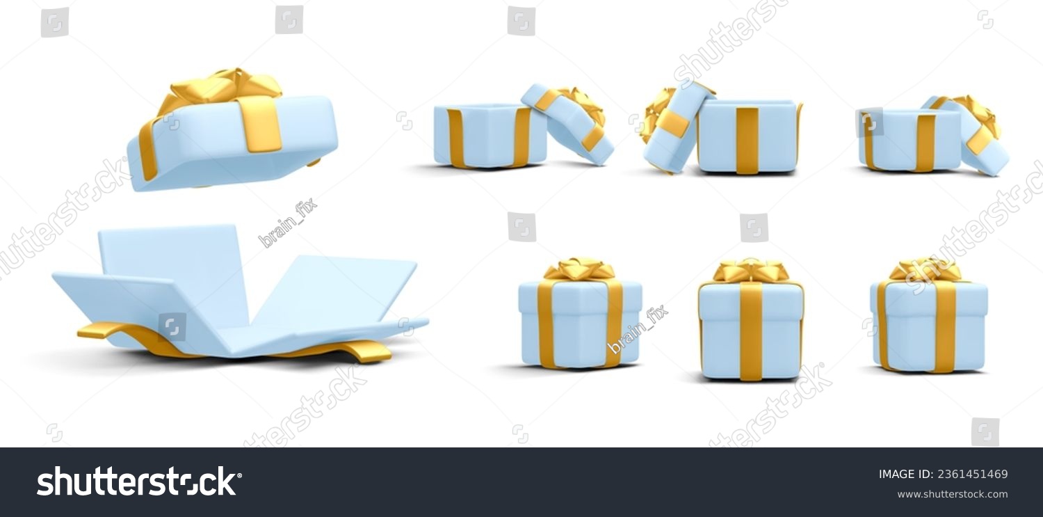 Set Of 3d Realistic Gift Boxes With Gold Ribbon Royalty Free Stock