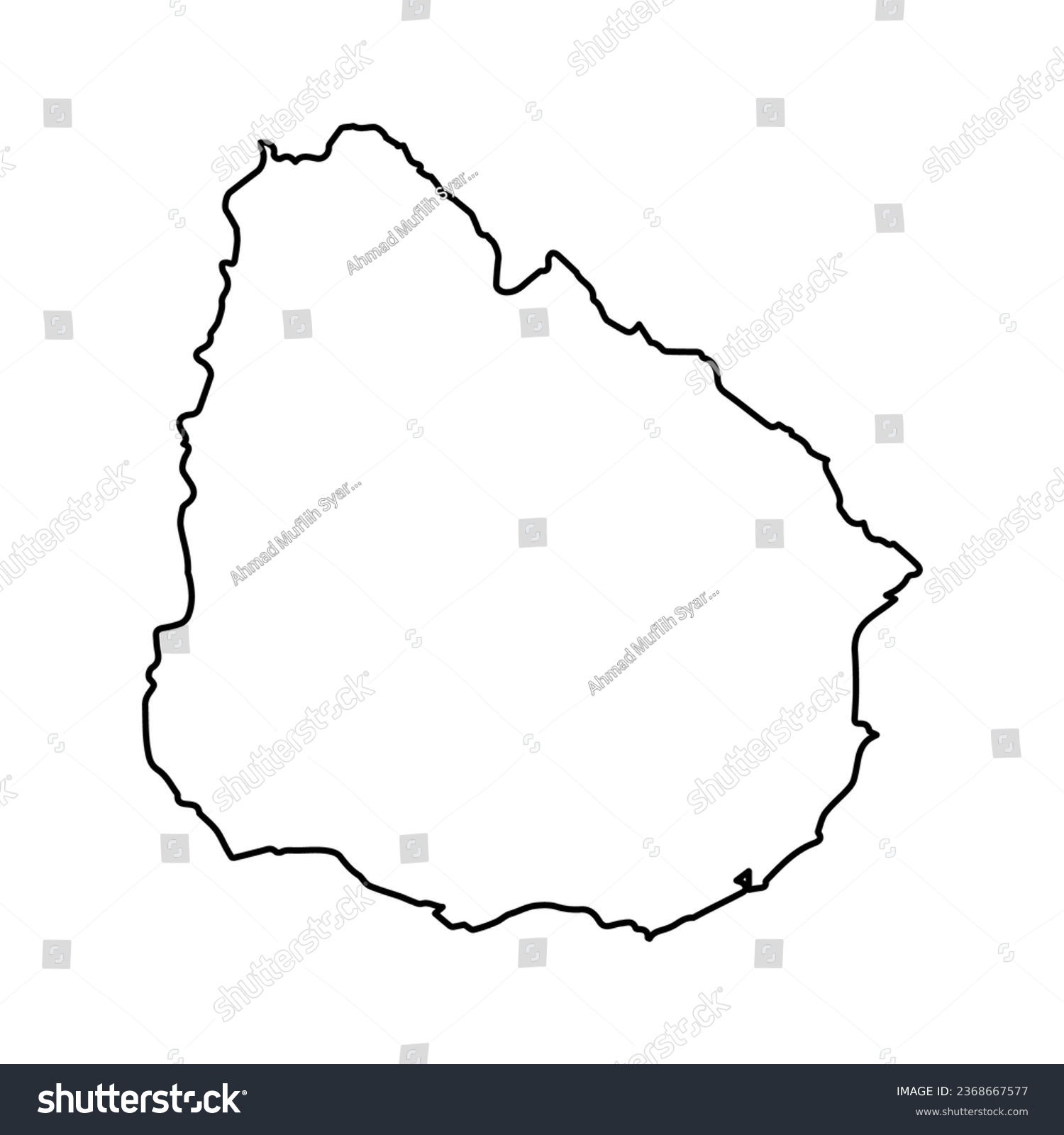 Vector Illustration Of Outline Map Of Uruguay In Royalty Free Stock