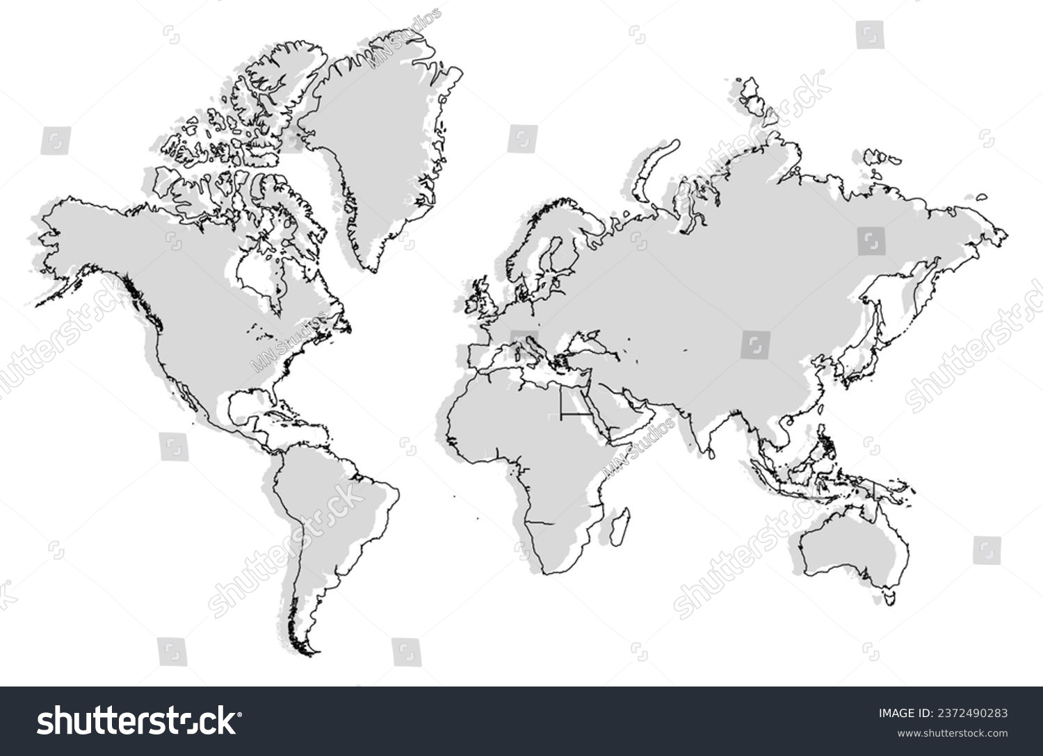 World Map Outline Maps Vector Design With Royalty Free Stock Vector