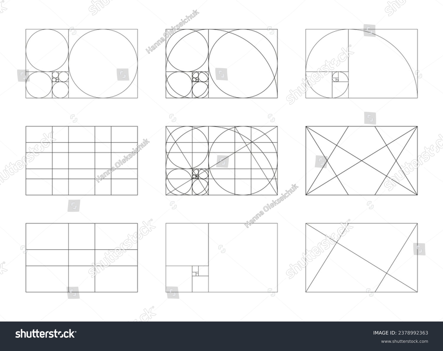 Golden Ratio Template Set Method Golden Section Royalty Free Stock