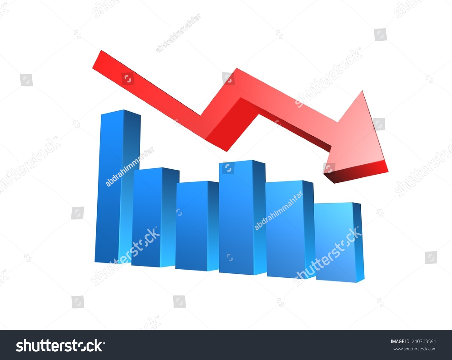 Loss Graph With Arrow Down In 3D Royalty Free Stock Photo 240709591