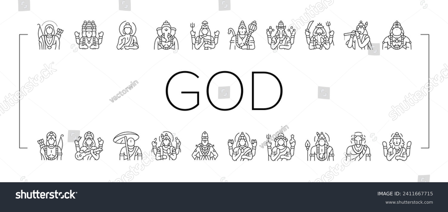 God Indian Hindu Lord Krishna Icons Set Vector Royalty Free Stock