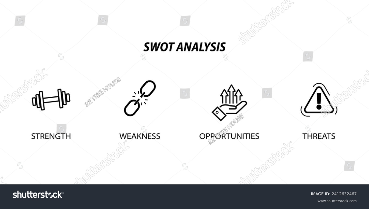 Swot Analysis Icons Strengths Weaknesses Royalty Free Stock Vector