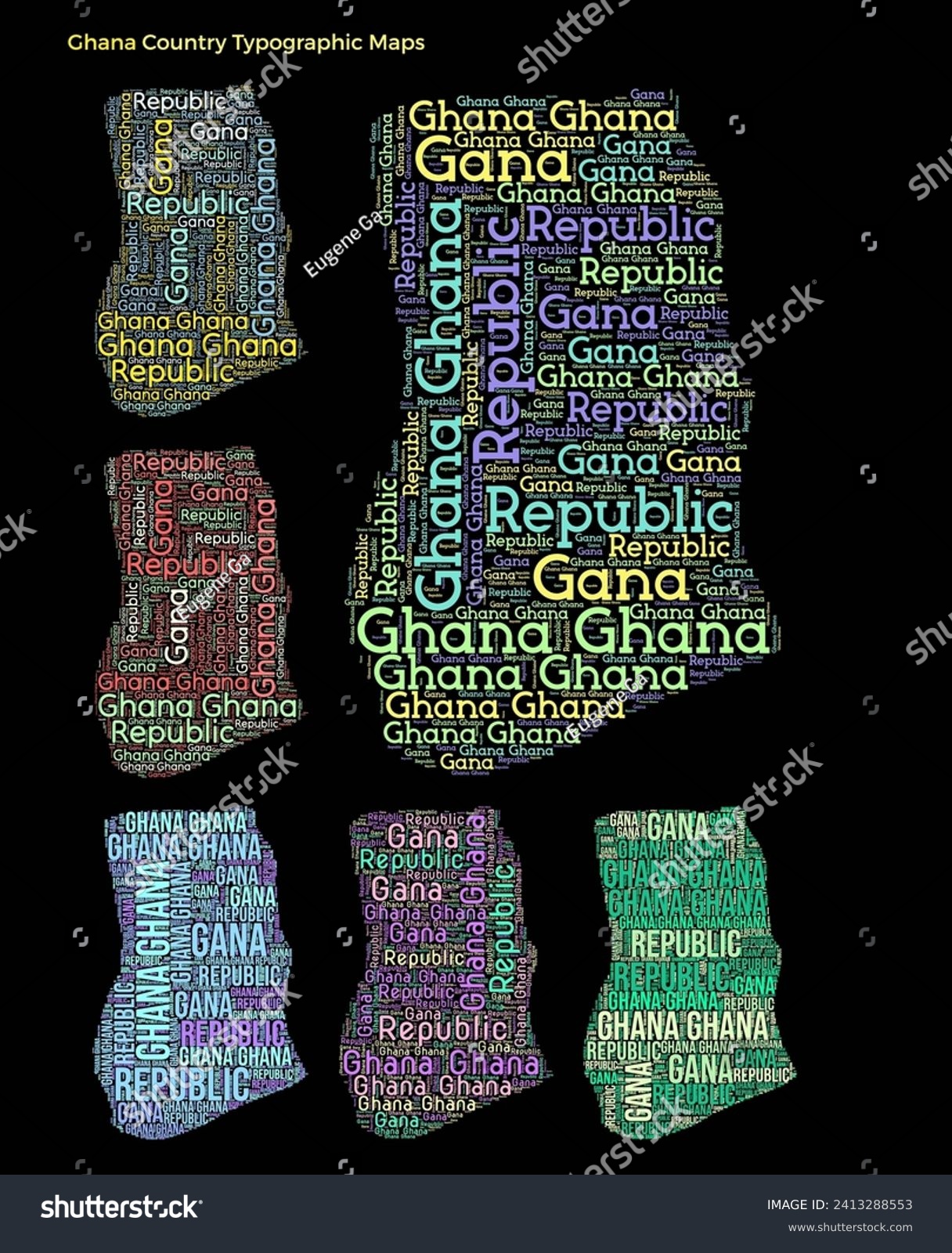 Ghana Set Of Typography Style Country Royalty Free Stock Vector