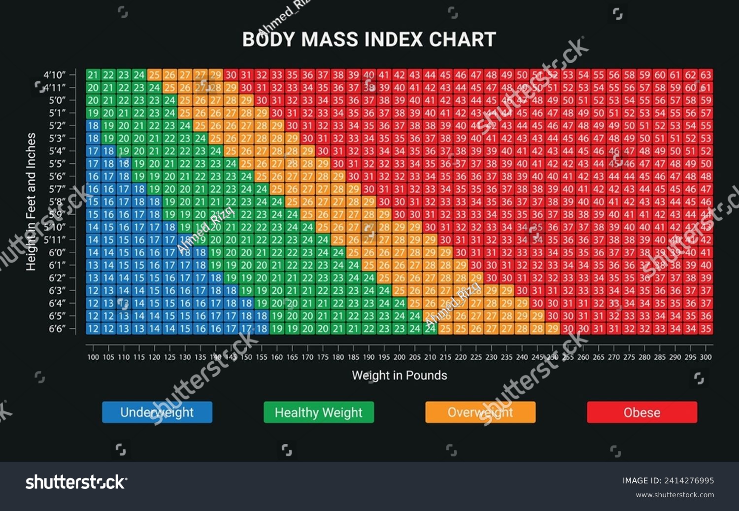 Body Mass Index BMI Chart Vector Illustration Royalty Free Stock