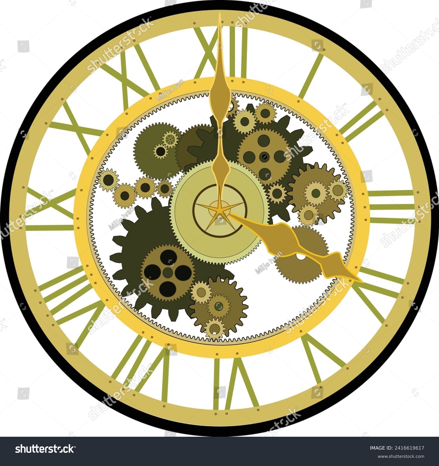 Analog Retro Clock Vintage Mechanism Clock With Royalty Free Stock