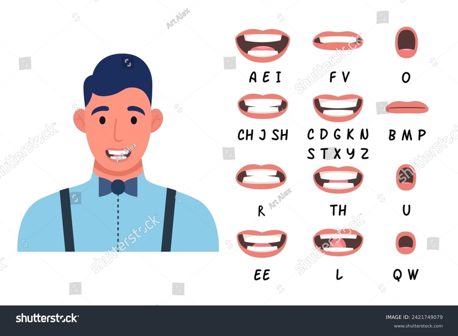 Lip Sync Collection For Animation Cartoon Male Royalty Free Stock