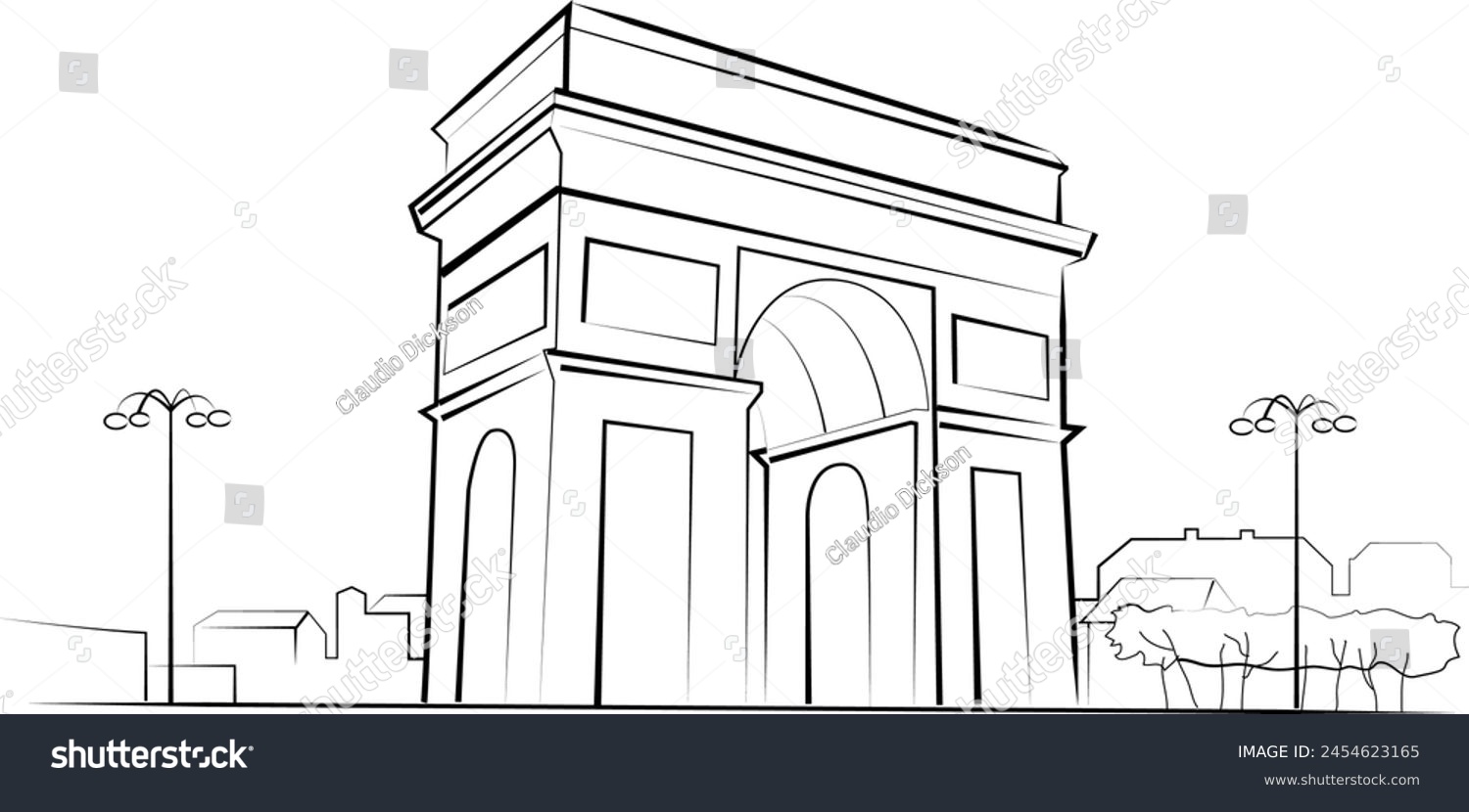 Paris Arc De Triomphe Vector Drawing Royalty Free Stock Vector