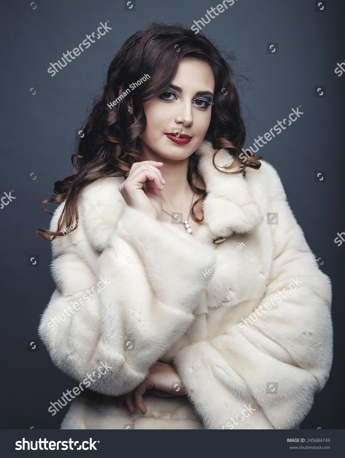 Vogue Naked Girl In The Fur Coat In The Studio Royalty Free Stock Photo Avopix