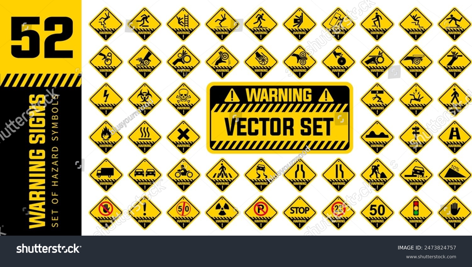 Isolated Hazardous Symbols On Yellow Round Royalty Free Stock Vector