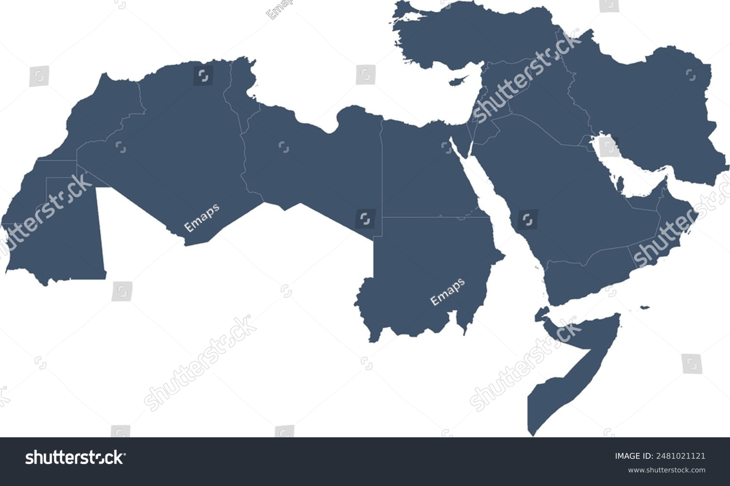 Middle East And North Africa Mena Map With Royalty Free Stock Vector