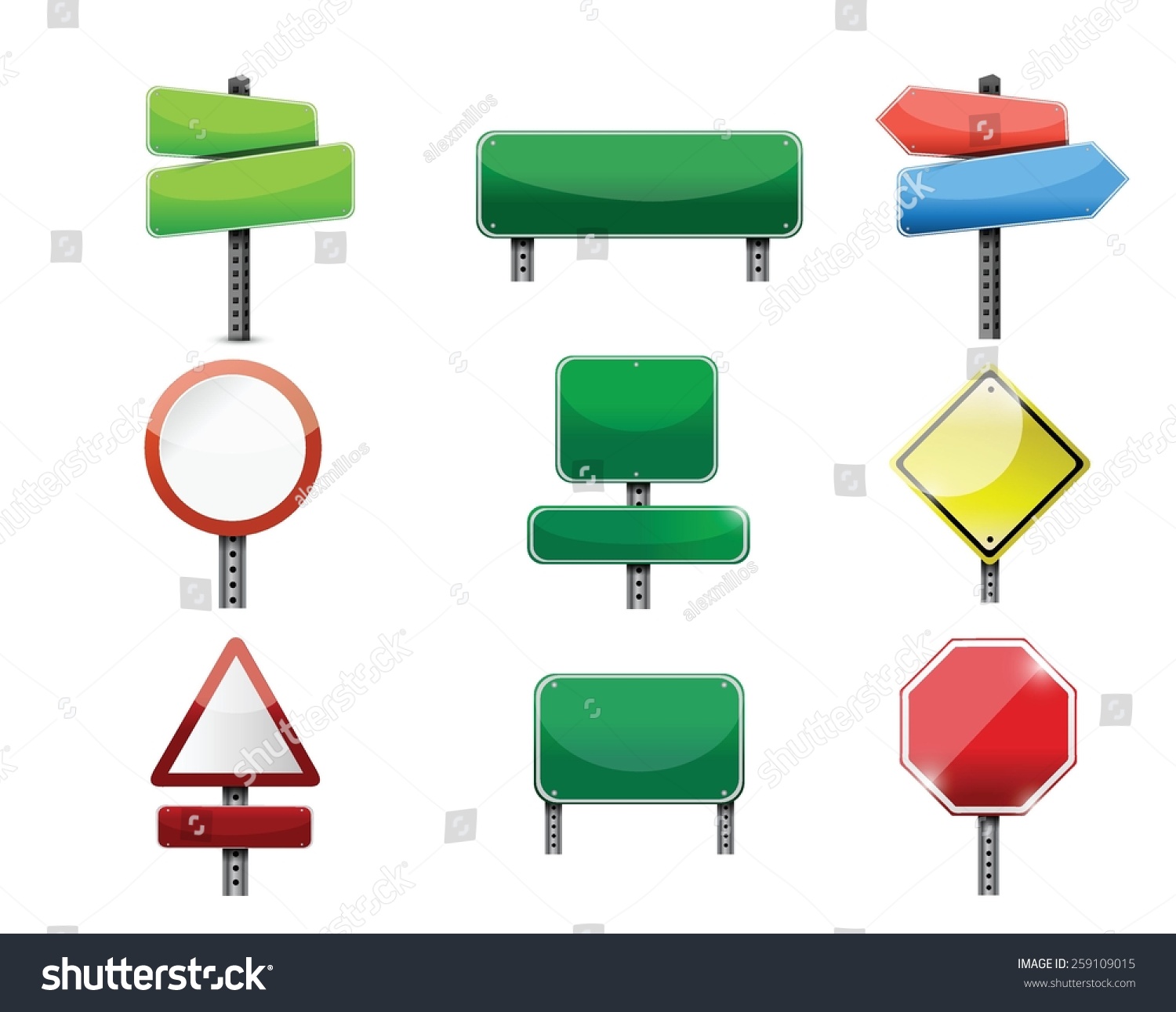 Road Signs Icon Set Illustration Design Over Royalty Free Stock