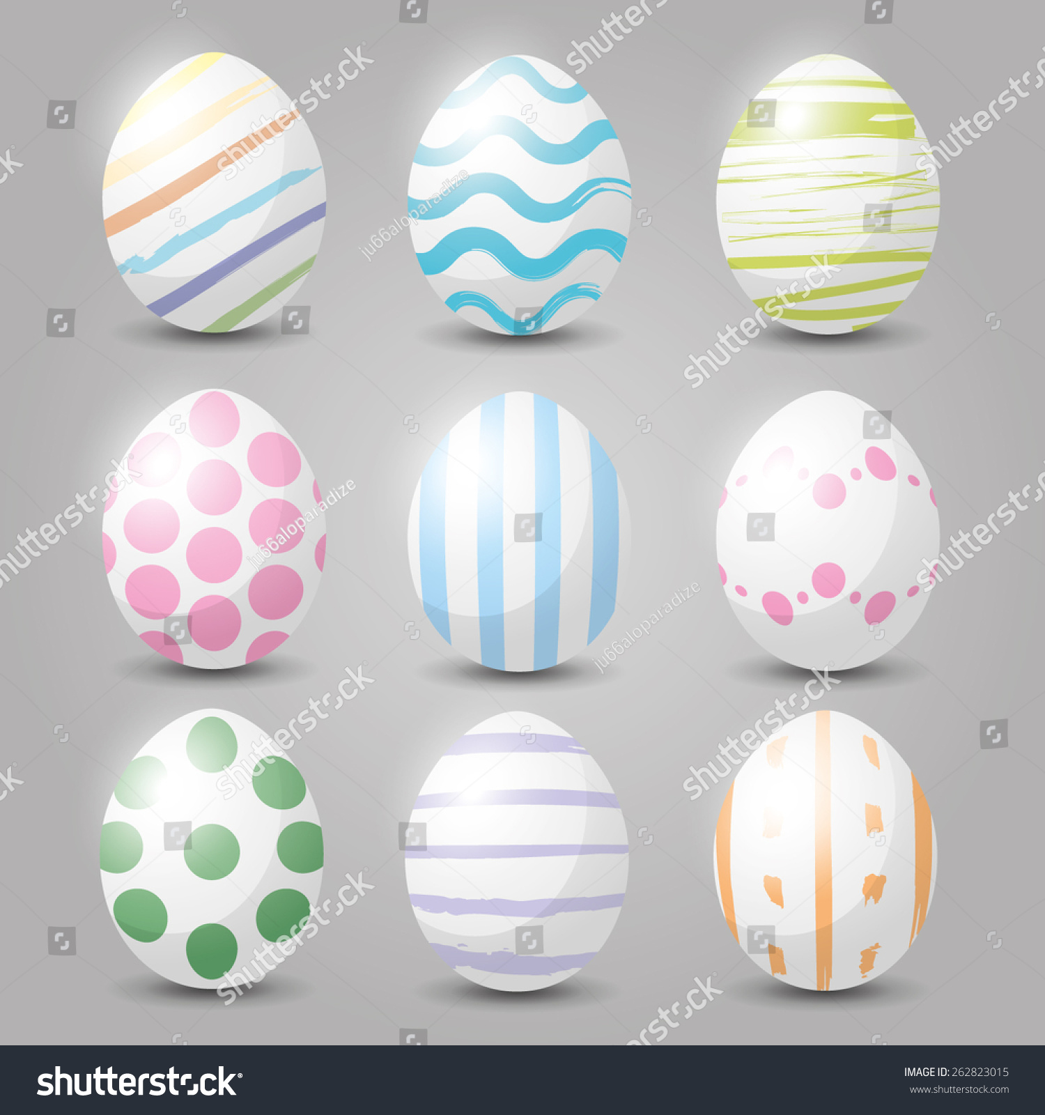 Set Of Isolated Easter Eggs Happy Easter Day Royalty Free Stock