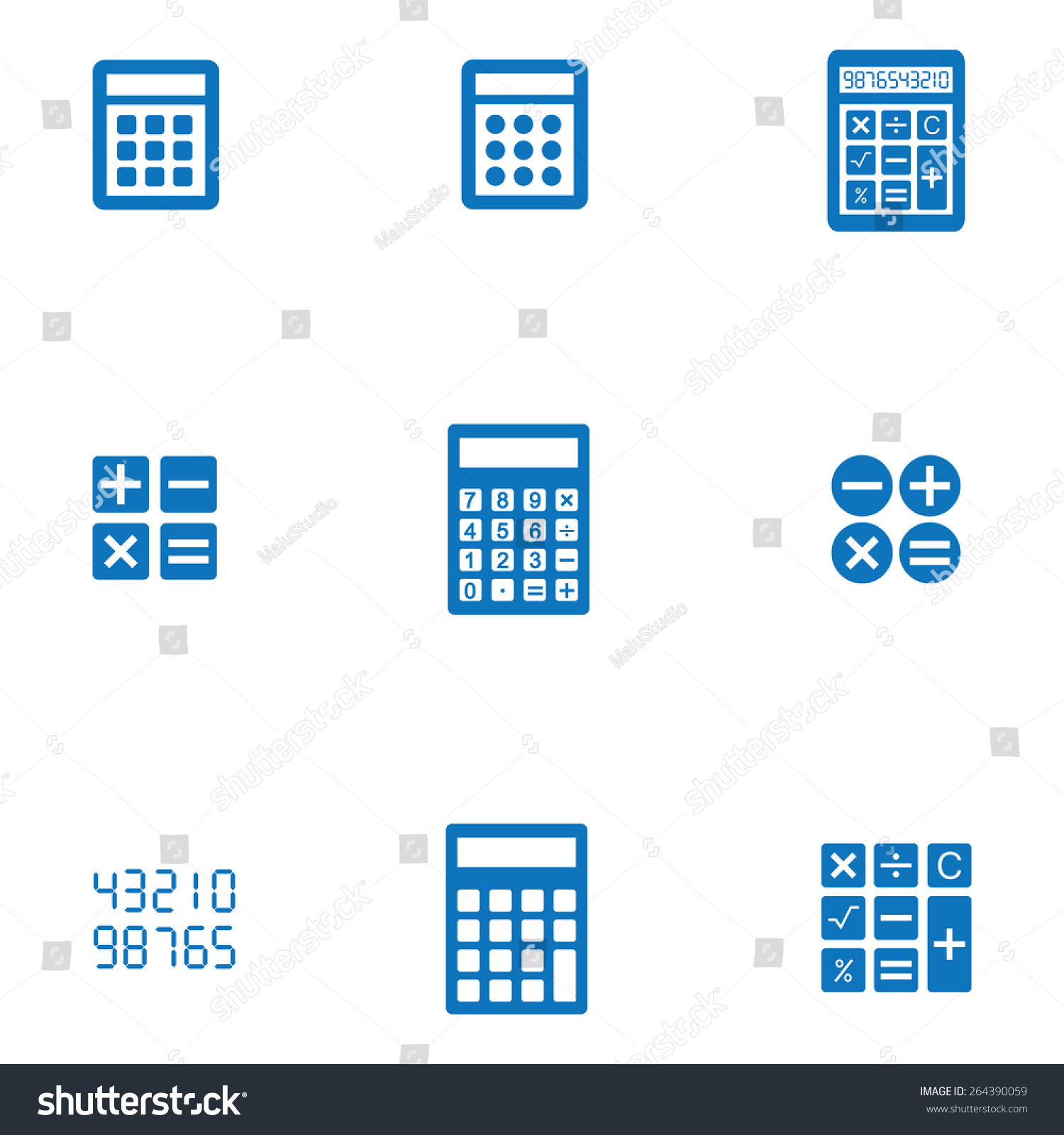 Vector Black Calculator Icons Set Royalty Free Stock Vector