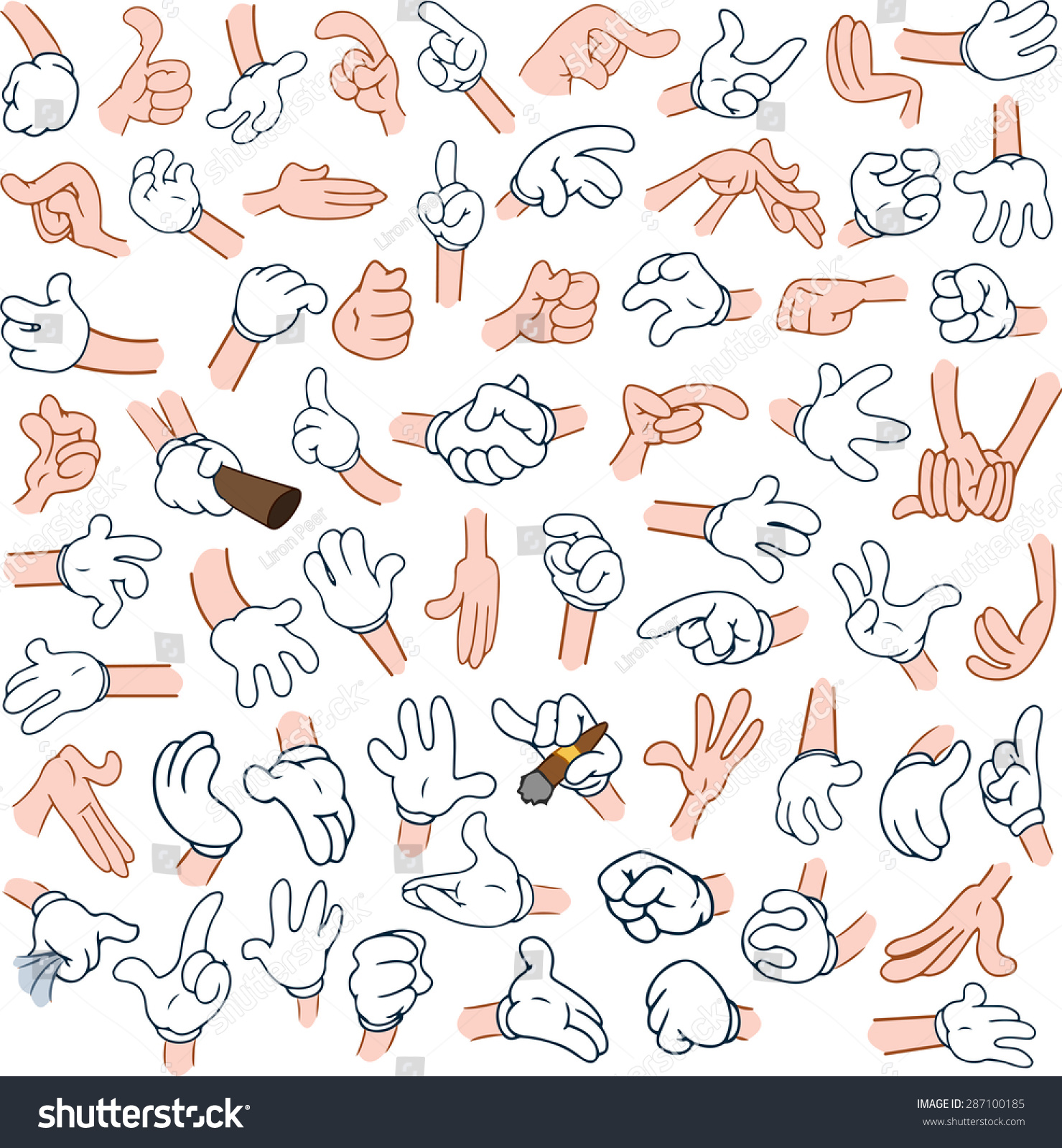 Vector Illustrations Pack Of Cartoon Hands In Royalty Free Stock