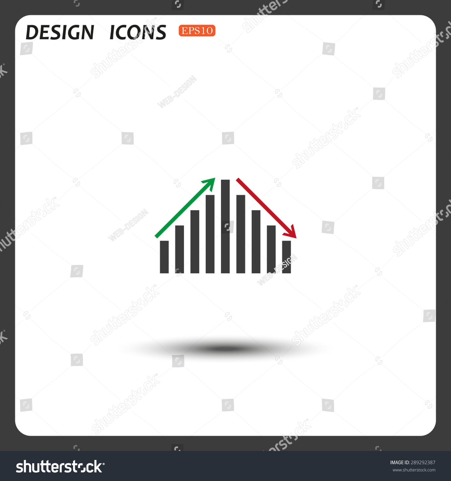 Chart With Green And Red Arrows Icon Vector Royalty Free Stock