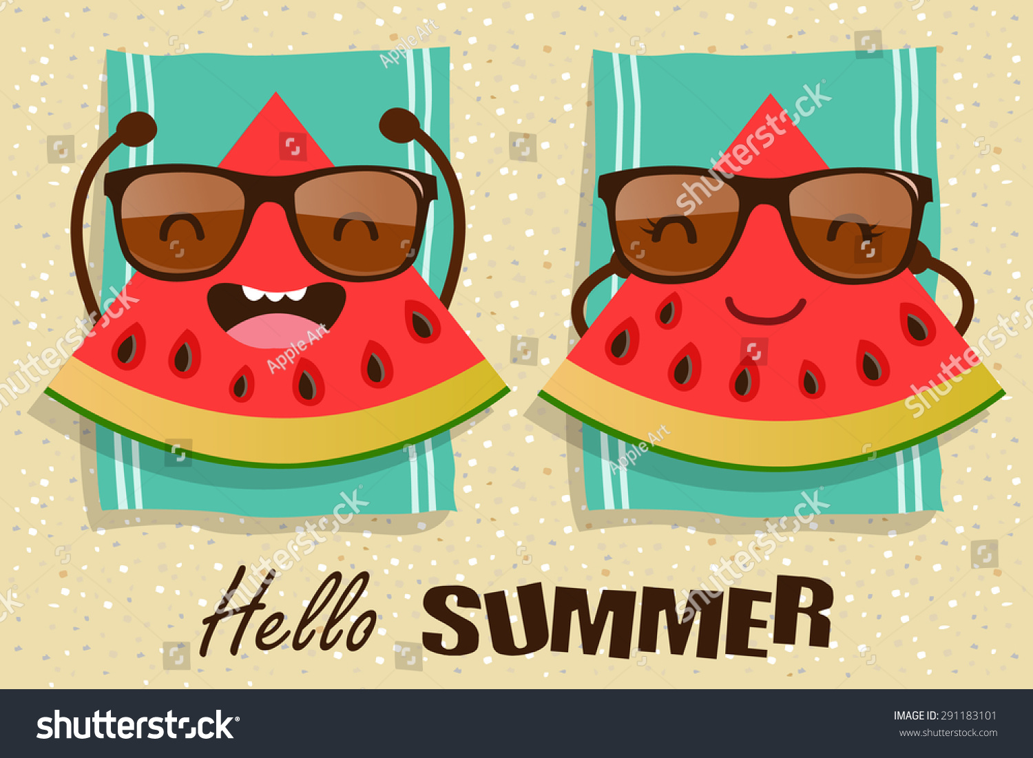 Vector Watermelons Cartoon Character Royalty Free Stock Vector