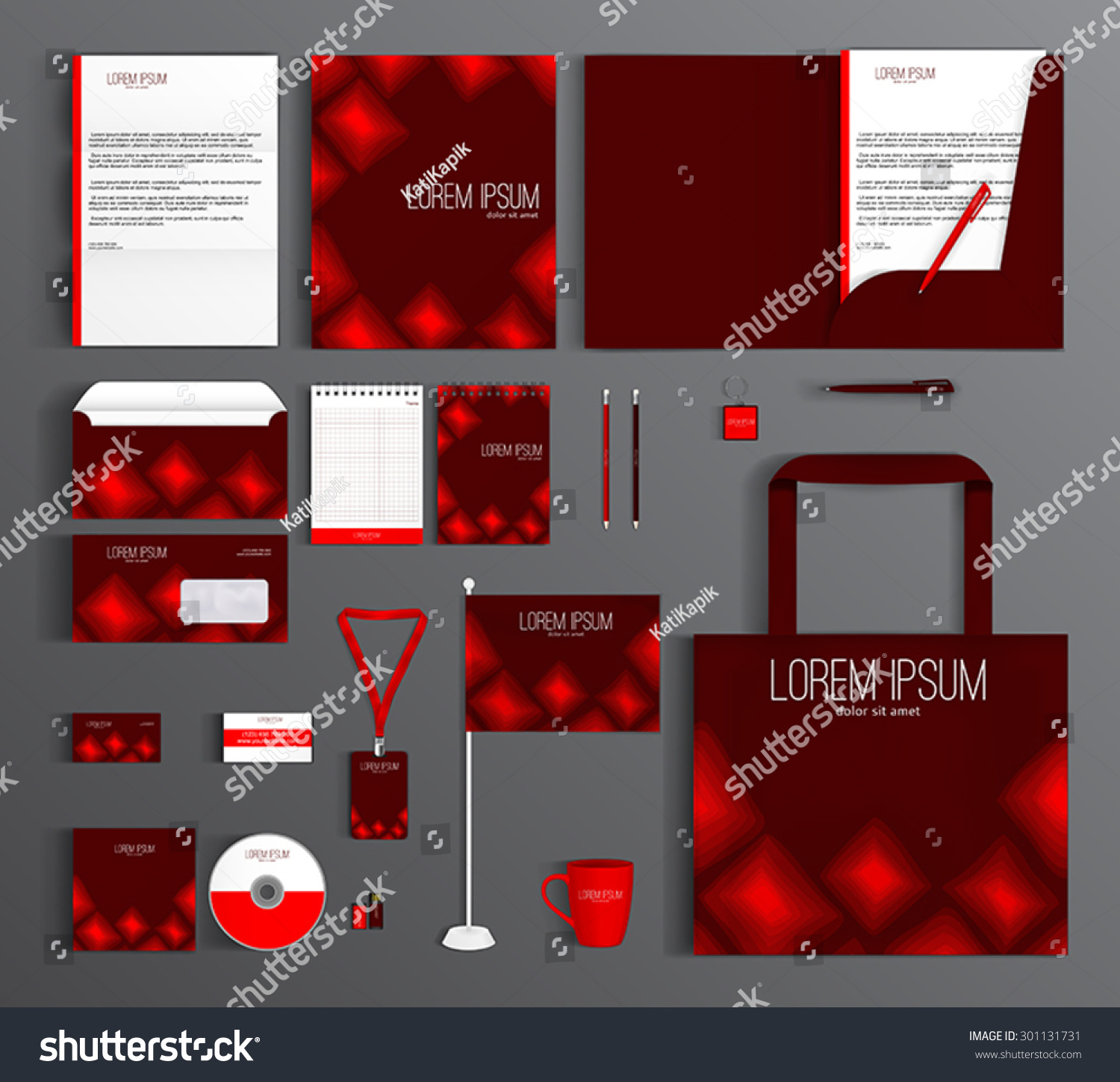 Red Corporate Identity Template Design With Royalty Free Stock Vector