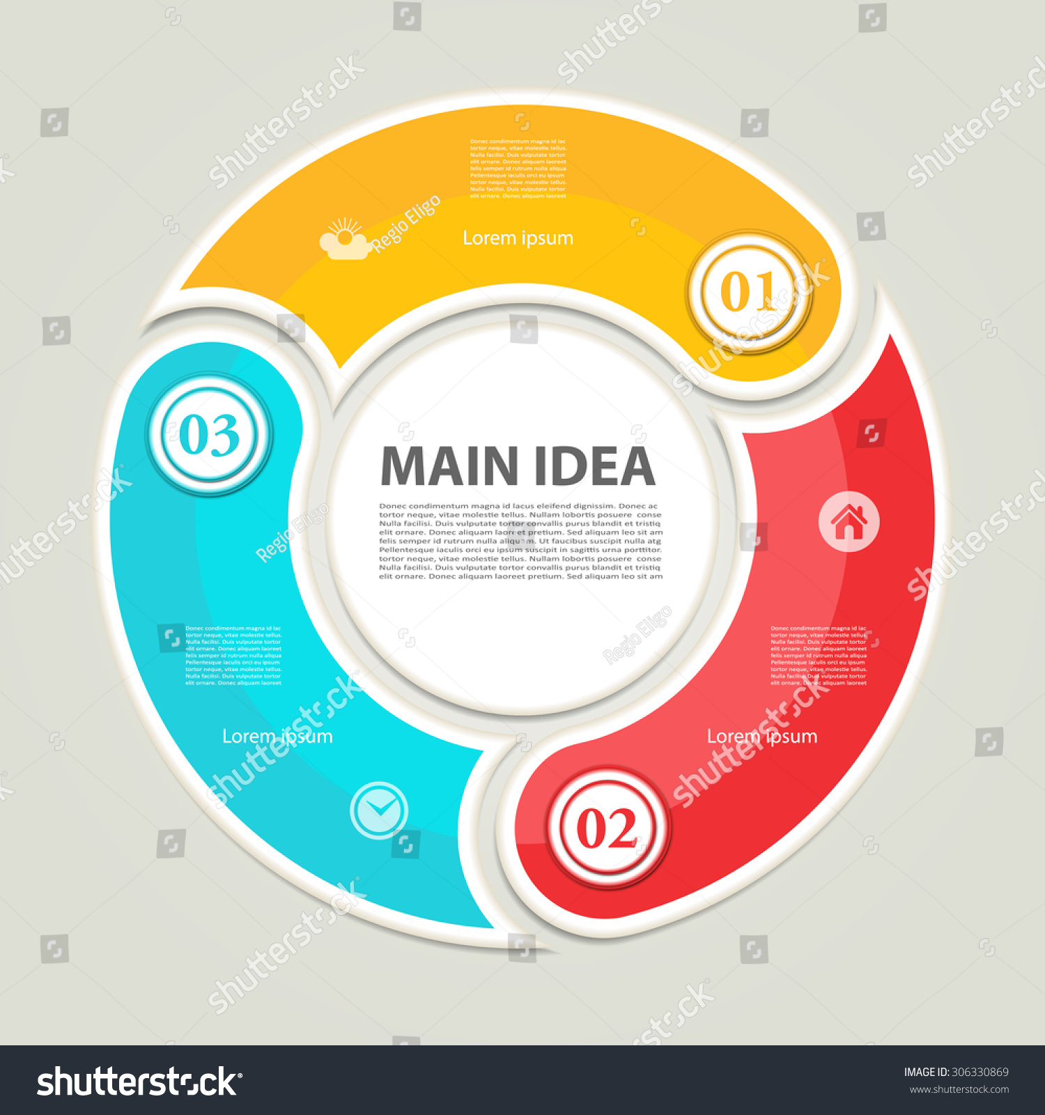 Cyclic Diagram With Three Steps And Icons Eps Royalty Free Stock