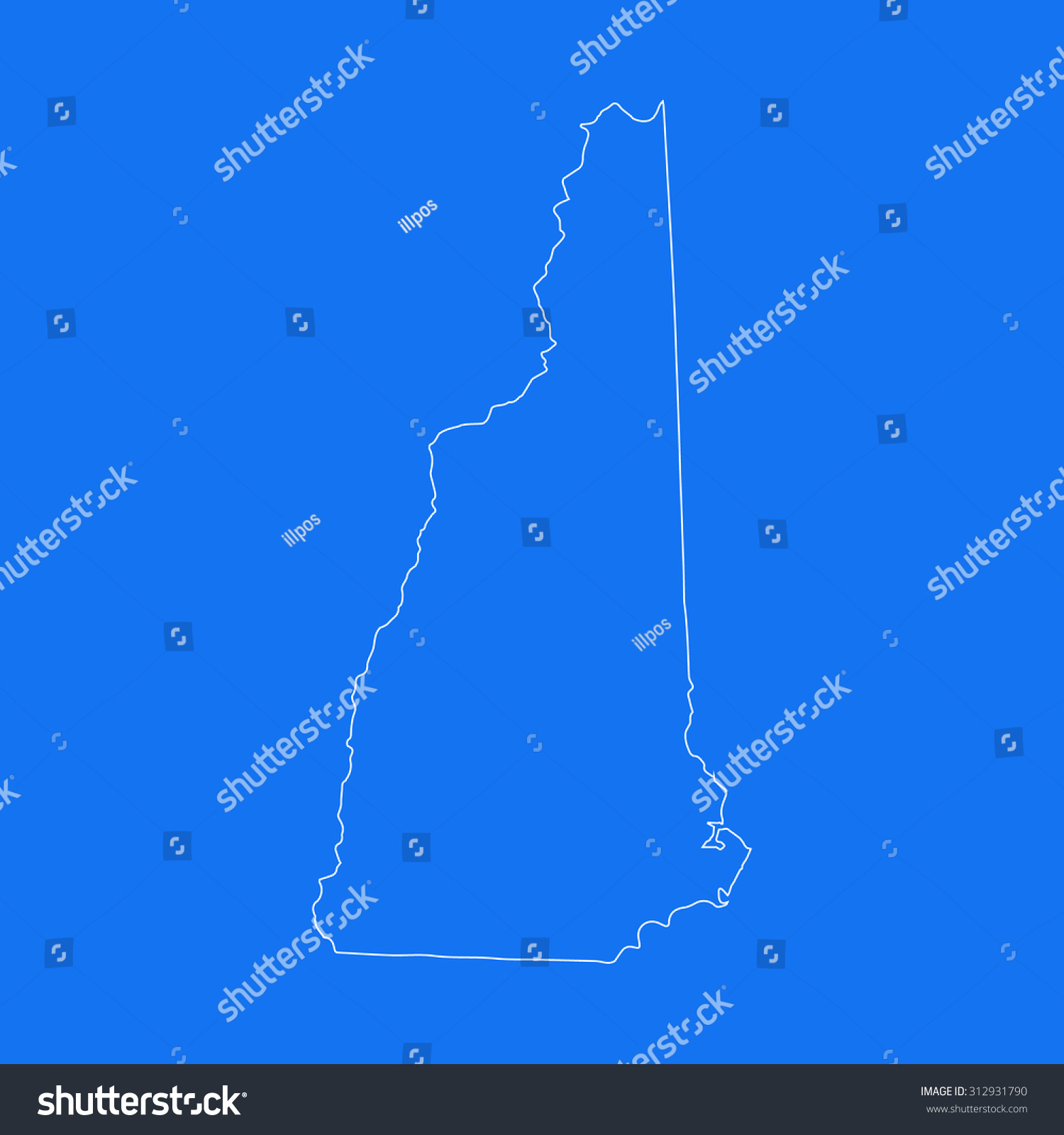 New Hampshire Outline Map Stroke Line Style Royalty Free Stock