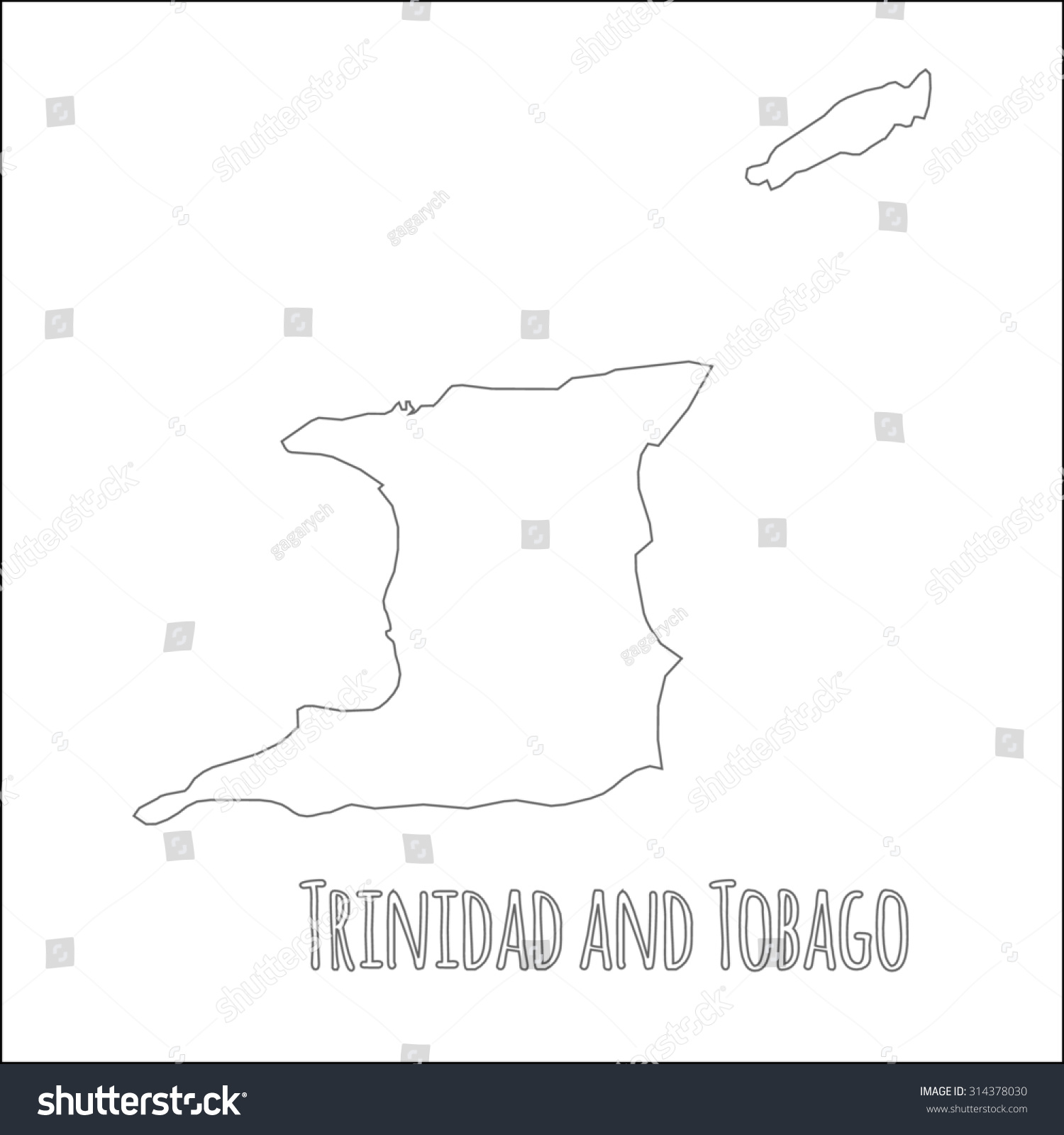 Outline Vector Map Of Trinidad And Tobago Royalty Free Stock Vector