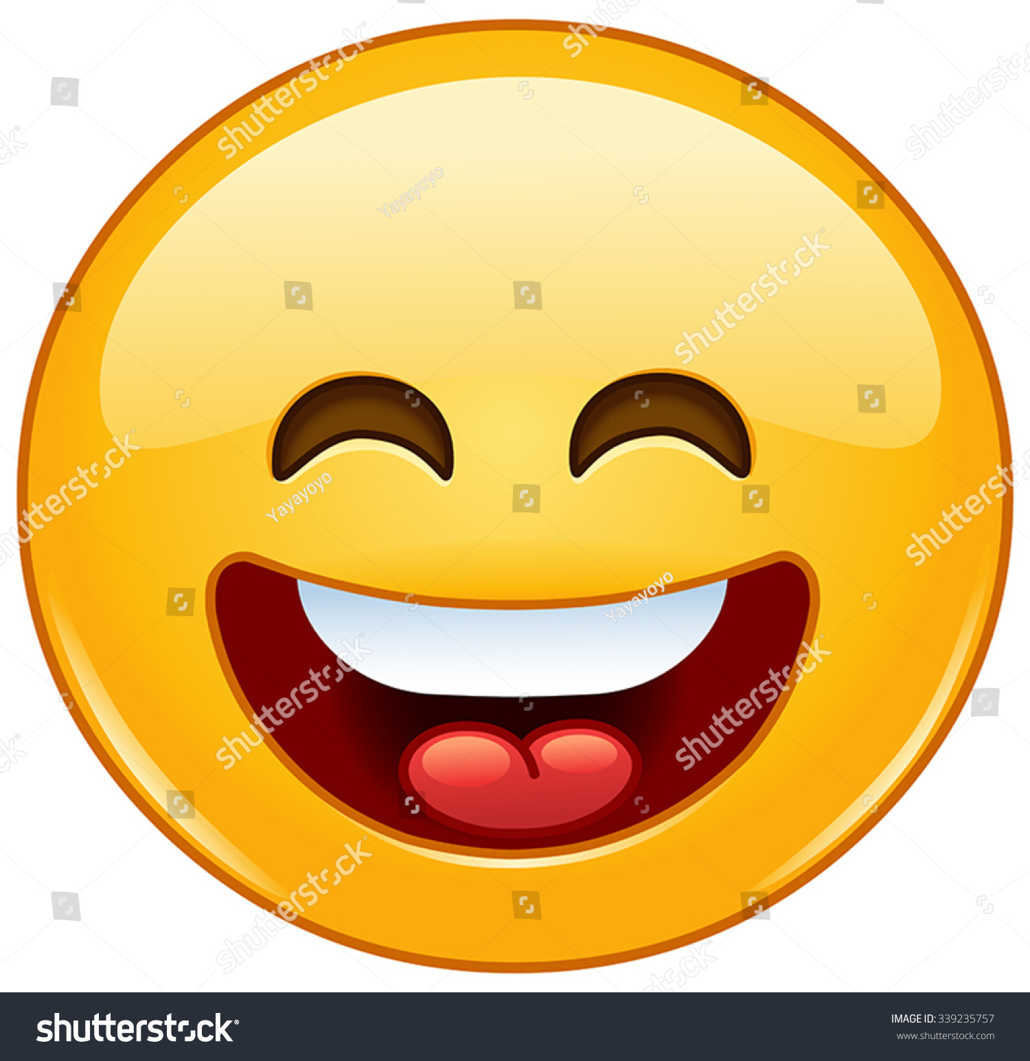 Happy Emoticon With Open Mouth And Smiling Eyes Royalty Free Stock