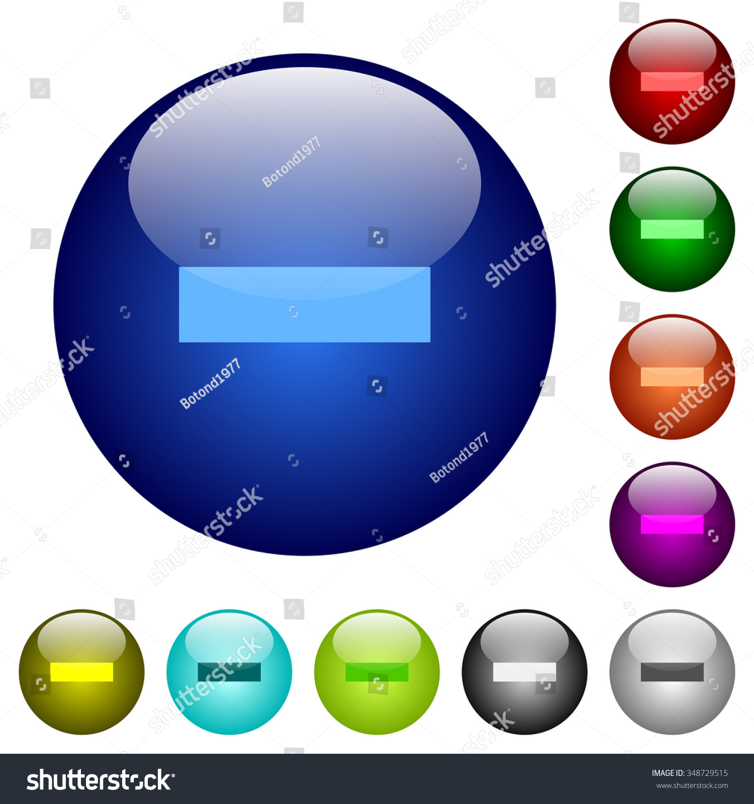 Set Of Color Minus Glass Web Buttons Arranged Royalty Free Stock