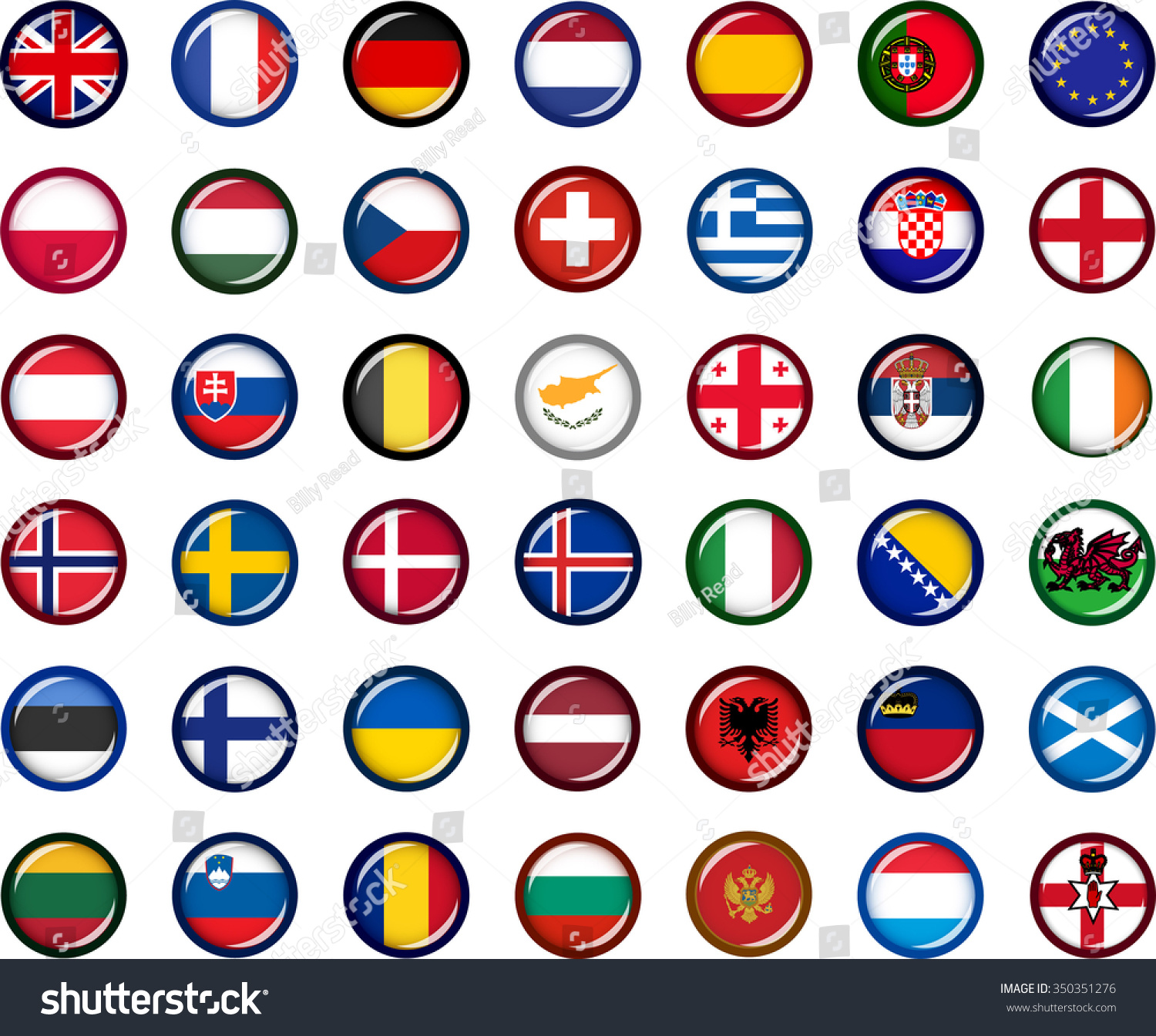 Europe Flag Button Set Set Of Vector Graphic Royalty Free Stock