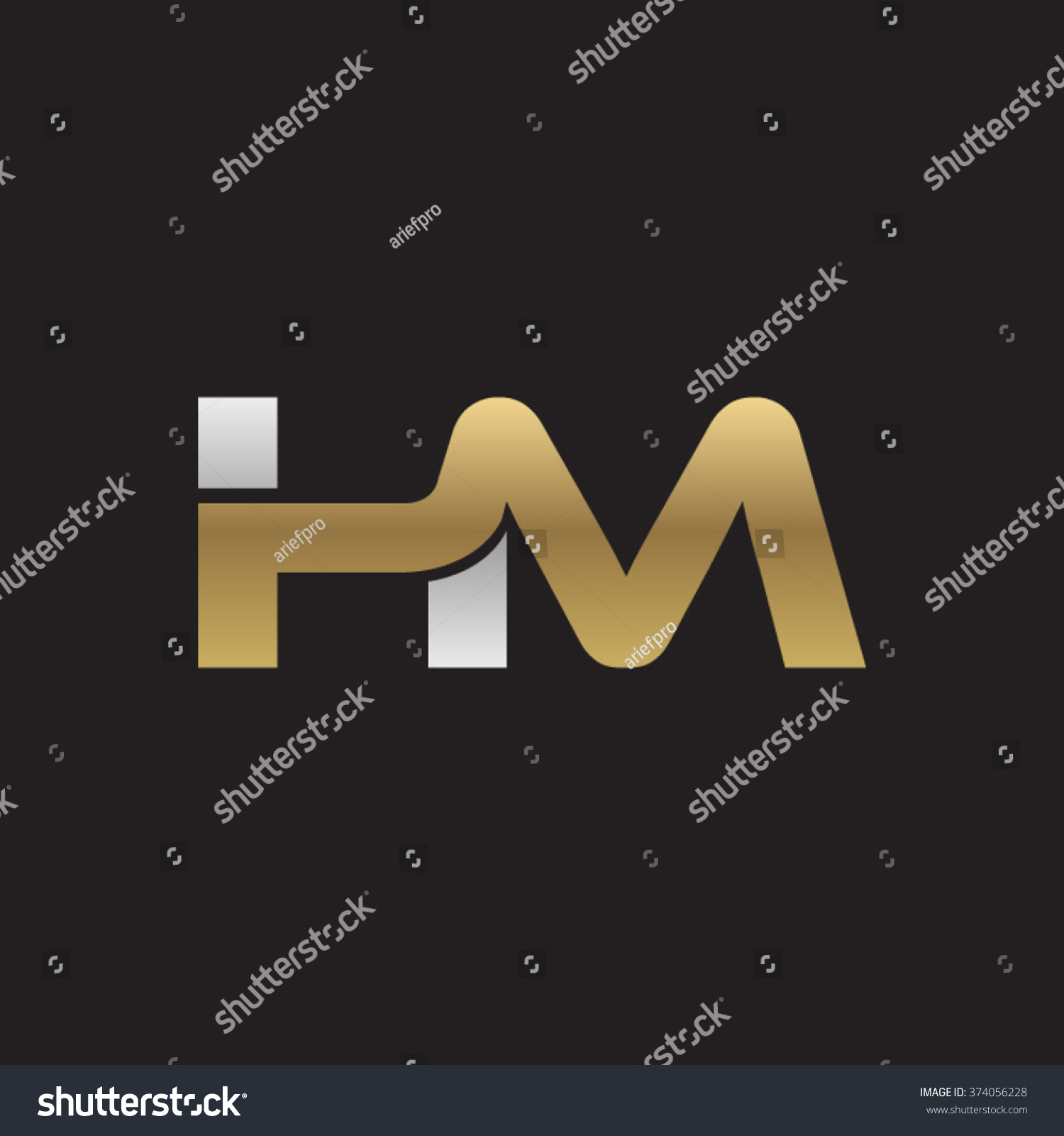 Hm Company Linked Letter Logo Golden Silver Royalty Free Stock Vector