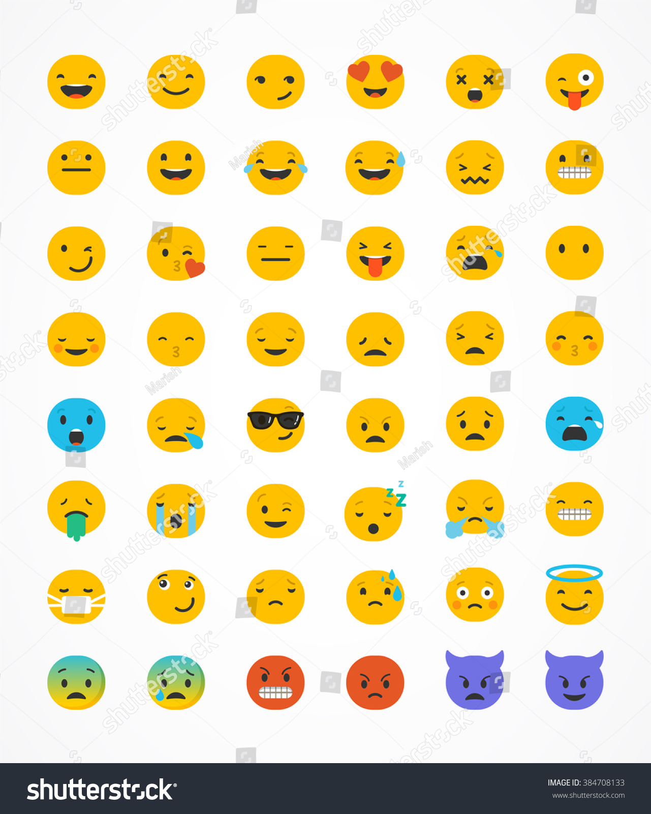 Set Of Emoticons Emoji Isolated On White Royalty Free Stock Vector