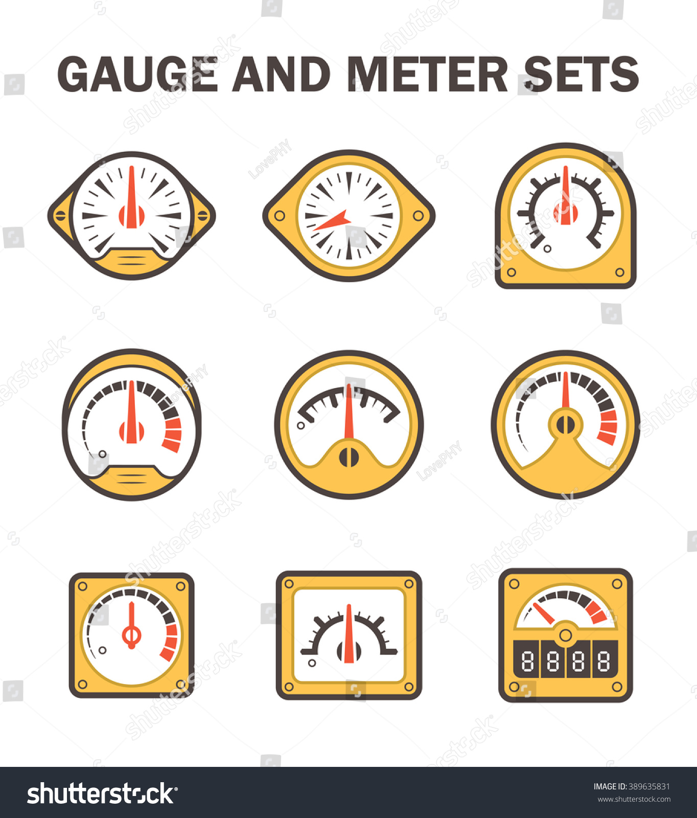 Vector Of Gauge Or Meter Sets Royalty Free Stock Vector