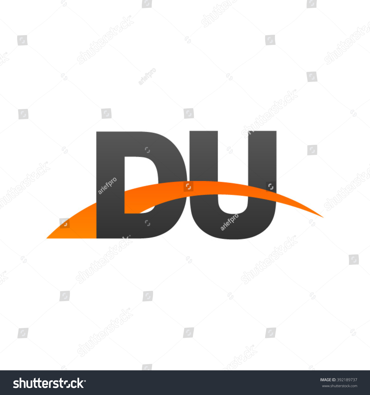 Du Initial Overlapping Swoosh Letter Logo Black Royalty Free Stock