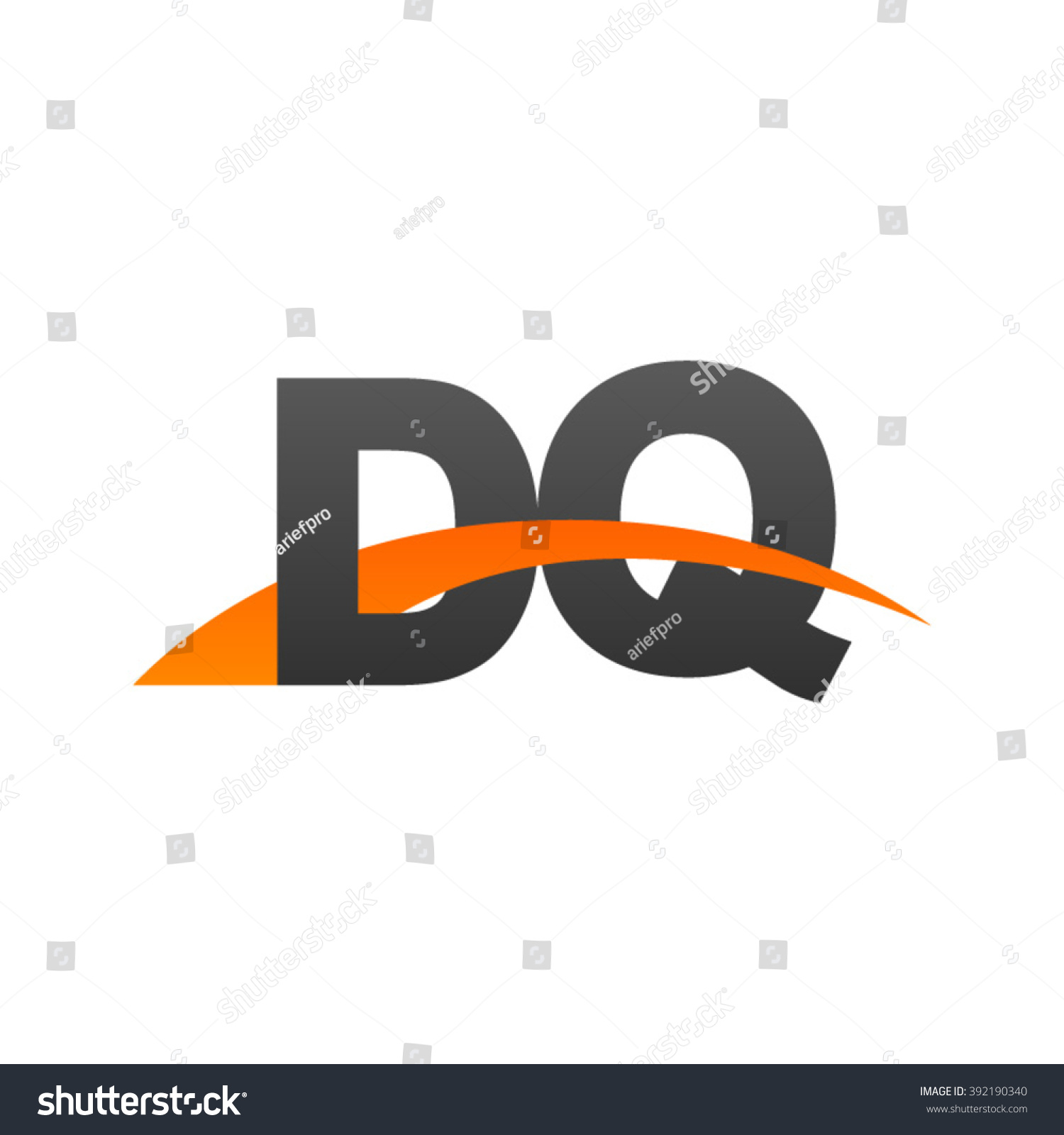 Dq Initial Overlapping Swoosh Letter Logo Black Royalty Free Stock