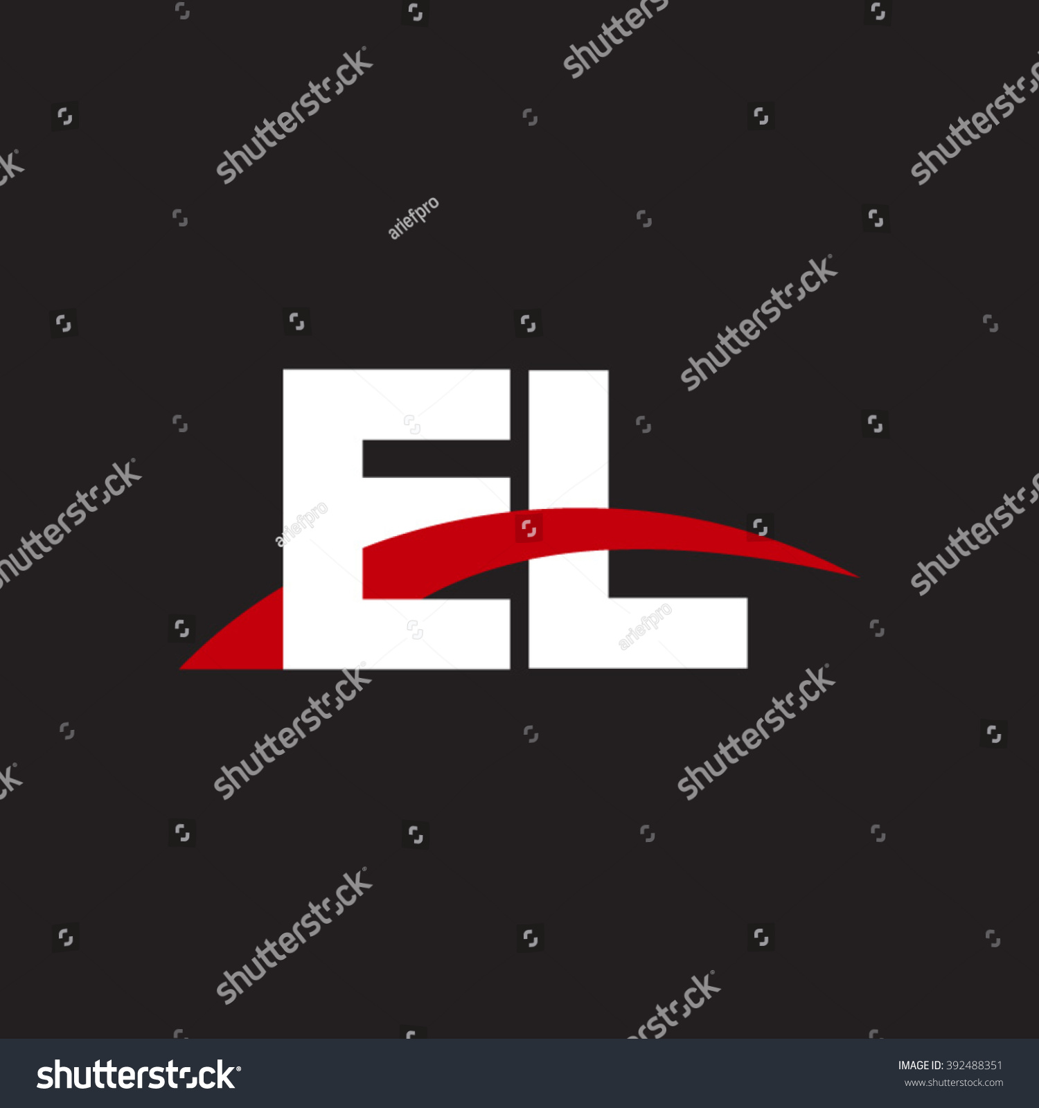 EL Initial Overlapping Swoosh Letter Logo White Royalty Free Stock