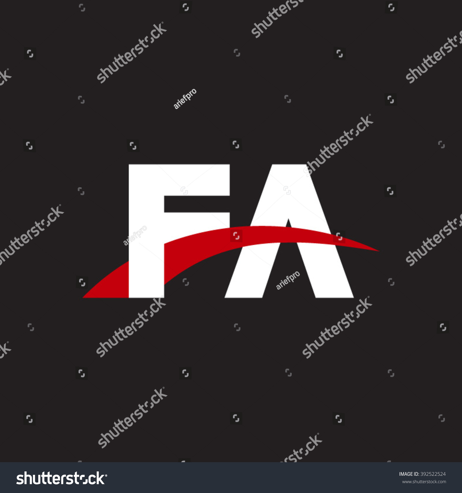 FA Initial Overlapping Swoosh Letter Logo White Royalty Free Stock