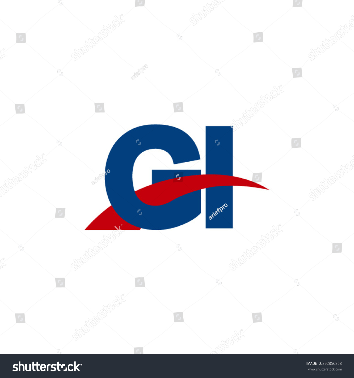 Gi Initial Overlapping Swoosh Letter Logo Blue Royalty Free Stock