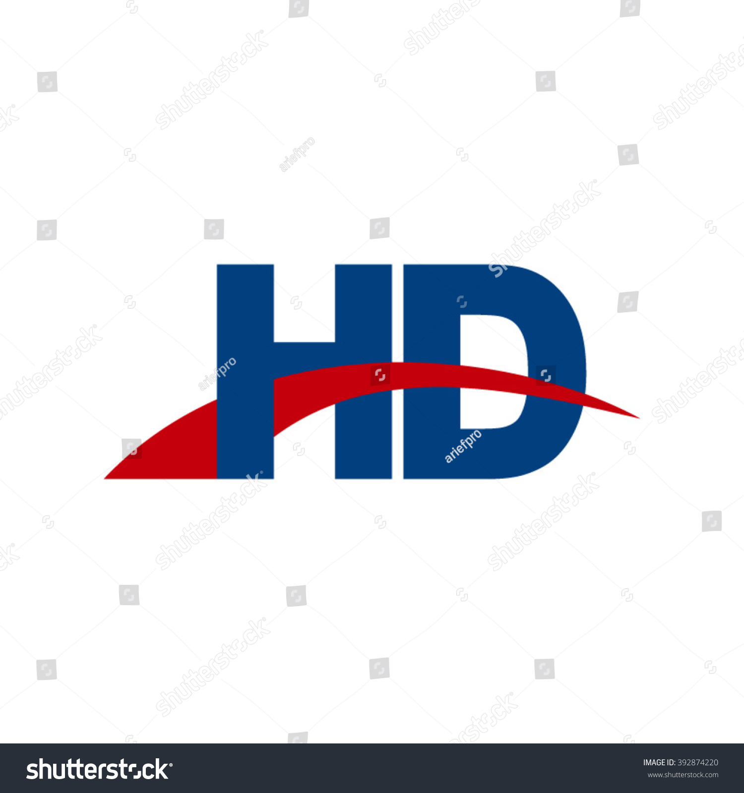 HD Initial Overlapping Swoosh Letter Logo Blue Royalty Free Stock