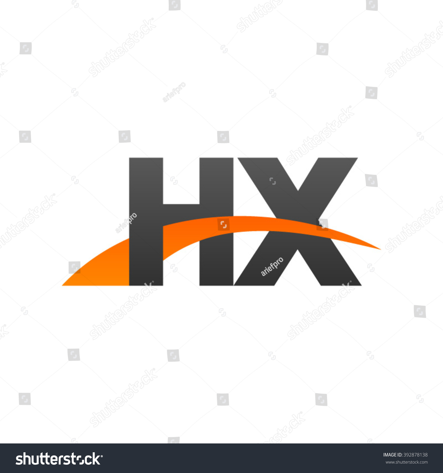 HX Initial Overlapping Swoosh Letter Logo Black Royalty Free Stock