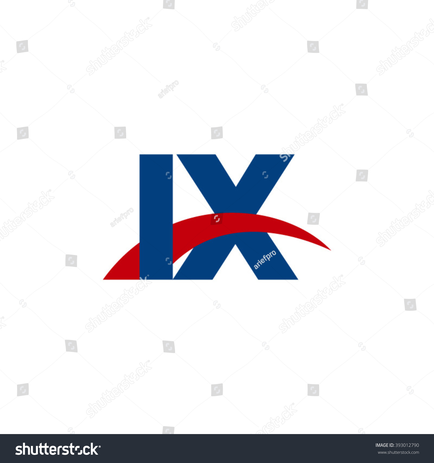 Ix Initial Overlapping Swoosh Letter Logo Blue Royalty Free Stock